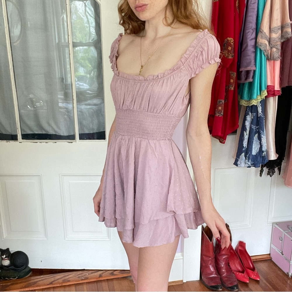 Urban Outfitters Rosie Smocked Ruffle Romper